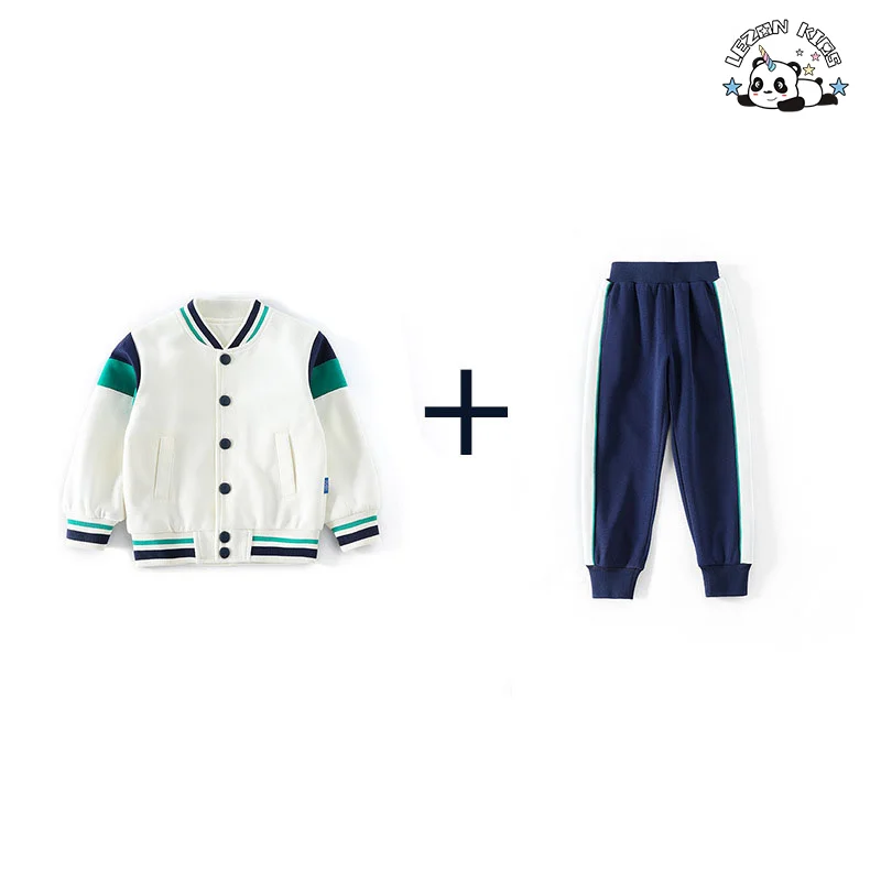 LEZONKIDS - Customize Children's Clothing Set Girls' Sportswear Boy's Bomber Two-Piece Set for Spring and Autumn